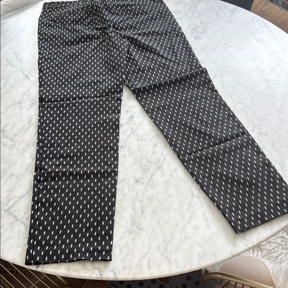 Polka Dot Black and White Straight-Leg Trousers